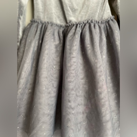 Cat & Jack Shimmering Silver Stars Kids long sleeve Dress size XS 4/5 - Picture 5 of 6